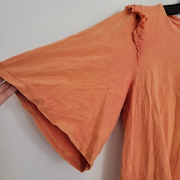 Anthropologie Eri + Ali Flutter Short Sleeve Tie Dye Orange Blouse Top Size Sm - Picture 6 of 11